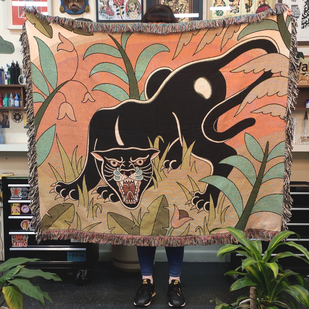 Jungle panther woven throw blanket — Heart & Soul Tattoo